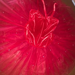 Red sequins dance leotard with tutu